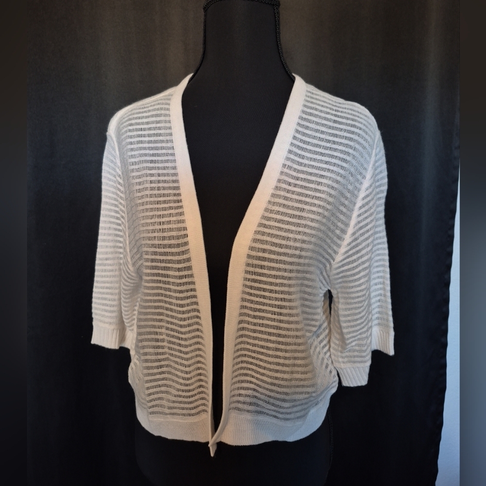 I.N. Studio Cream Open-Front Cardigan